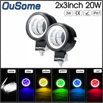 

2 pieces Mini LED Work Light Offroad Boat Car Motorcycle Tractor Blue Angel eye White Red Fog Lamps 20W 2000LM 12V 24V