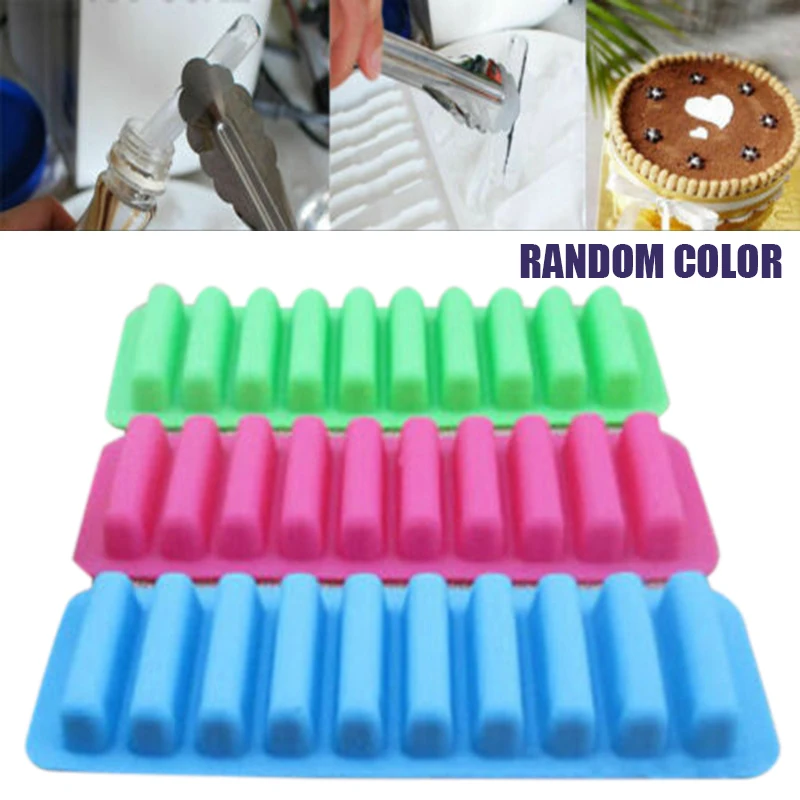 Silicone Strip Molds Silicone Tray Molds Strip 10 Cell Water Ice Cubes Or Cake Moulds Making Finger Stick Kitchen Tools