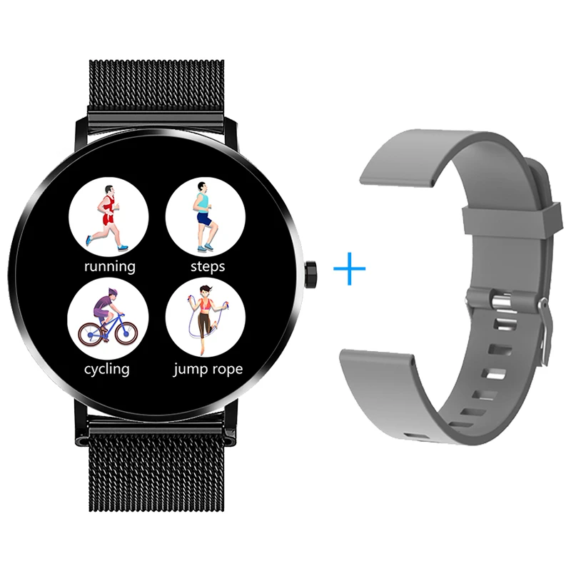 KAIHAI Смарт часы из закаленного стекла монитор сердечного ритма Smartwatch музыка секундомер сенсорный экран для телефона Android IP67 водонепроницаемый - Цвет: Combination 2