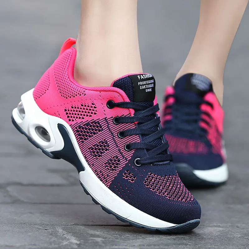 Women Sneakers Air Cushion Lace Up Casual Shoes Woman Mesh Breathable