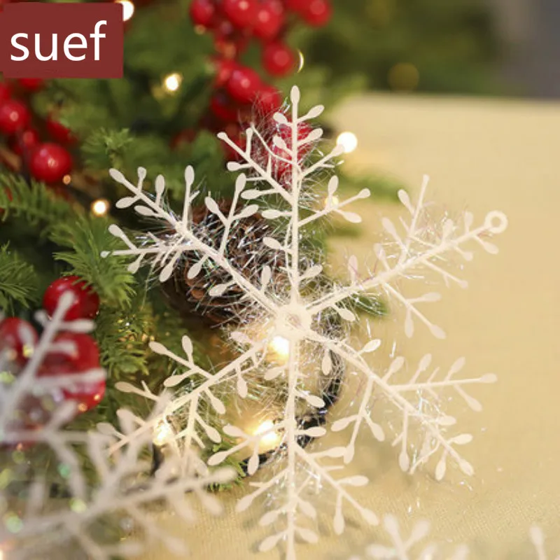 

suef 3pcs Christmas Tree Decoration Snowflakes 11cm White Plastic Artificial Snow Christmas Decor Home New Year Party Decor@1