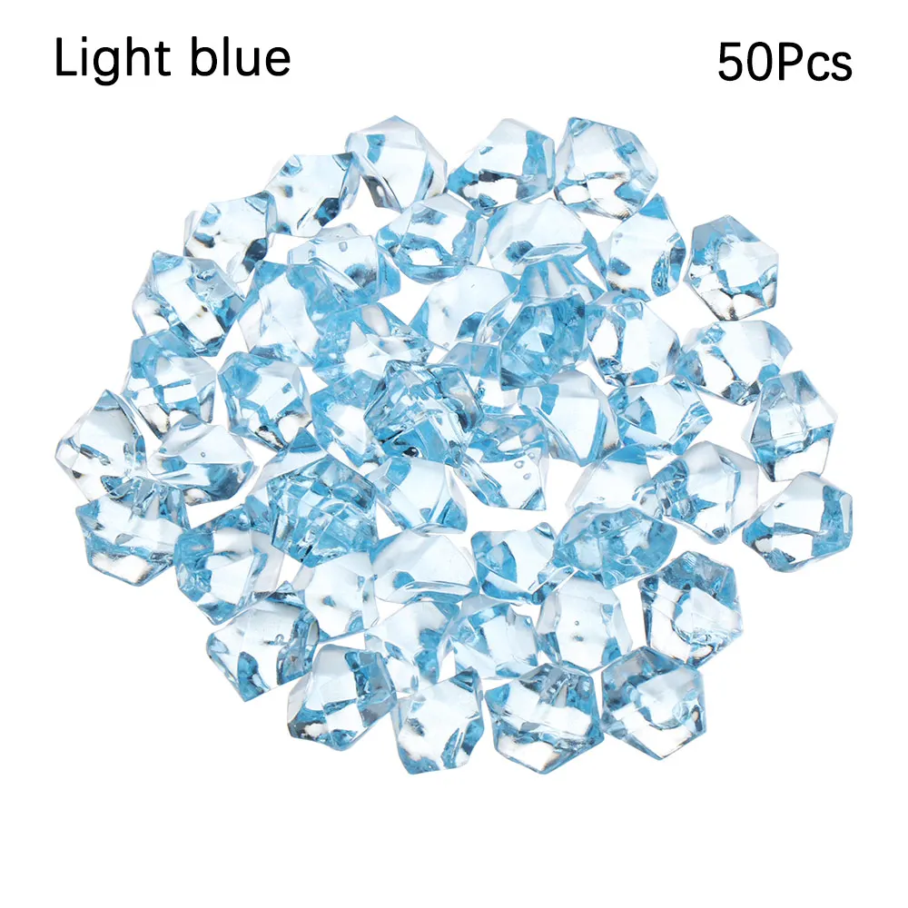 50 шт./пакет Красочный аквариум акриловые камни хрустальные кубики льда Декор наполнитель для сосудов галька аквариум домашний орнамент пейзаж - Цвет: light blue