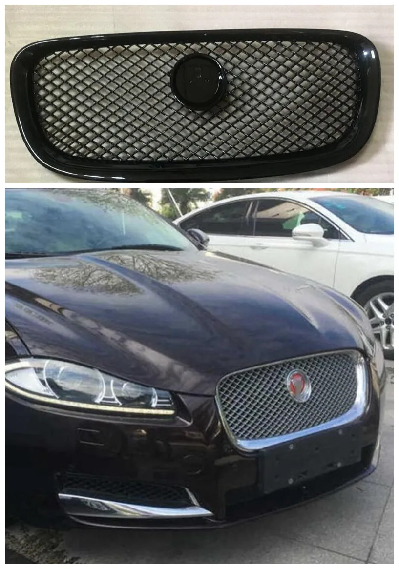 

High quality Car Carbon fiber Mesh Grille Trim Racing Grills Fits For Jaguar xf XF 2008 2009 2010 2012 2013 2014 2015 2016 2017