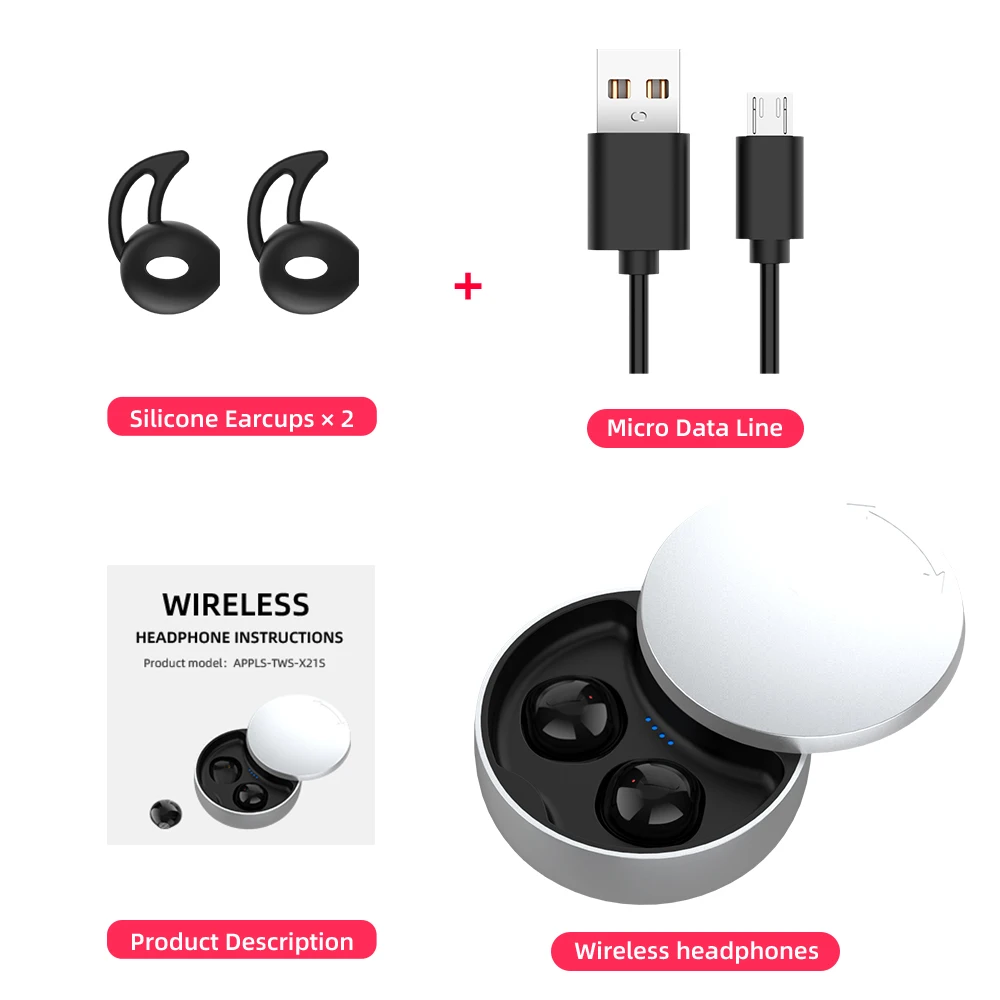 X21S TWS Earphone Bluetooth 5.0 Mini Headsets With Microphone Hidden Sport Wireless Earphones Invisible Earbuds Support Dropship