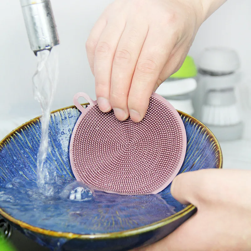 

Silicone Dish Bowl Cleaning Brush Multifunction Scouring Pad Pot Pan Wash Brushes Kitchen Cleaner Washing Tool