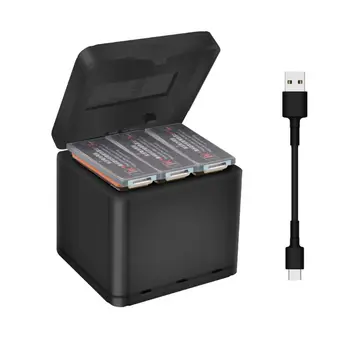 

3 Battery Smart QC 3.0 Fast Charger USB Charging Box with Data Cable for OSMO ACTION Sports Camera Accessories