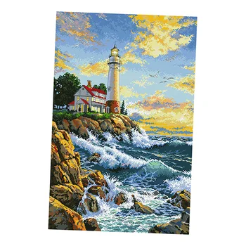 

Cross Stitch Kits Patterns Embroidery Kit - Light House Landscape (Stamped)