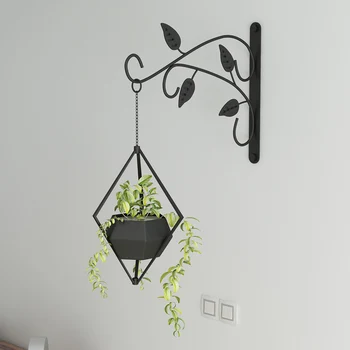 

Wall-mounted Iron Hook Plant Flower Pots Decorative Hanging Basket Support Shelf for Household Bedroom Decoration