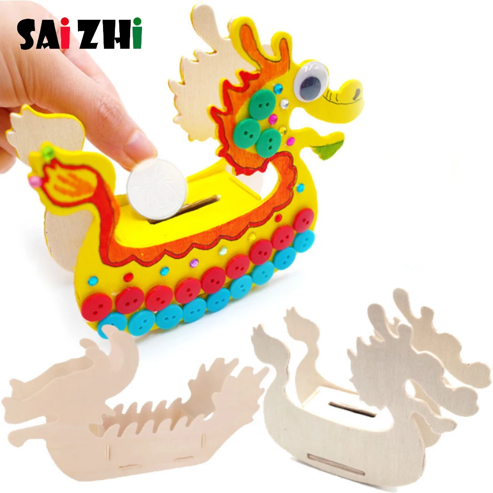 Saizhi DIY Детский граффити ручная лодка-Дракон 3D модель детская лодка ручной работы
