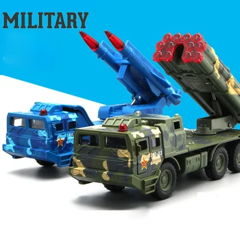 

1:32 Offroad Military Car Model Toys Alloy Missile Tank Remote Rocket Launcher Model Army Diecast Pull Back Light Music Toy Car
