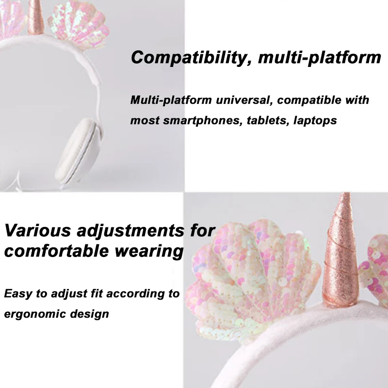 Cute Shell Unicorns Wired Headphone Music Stereo Earphone with MIC Computer Mobile Phone Gamer Headset Kids Gift
