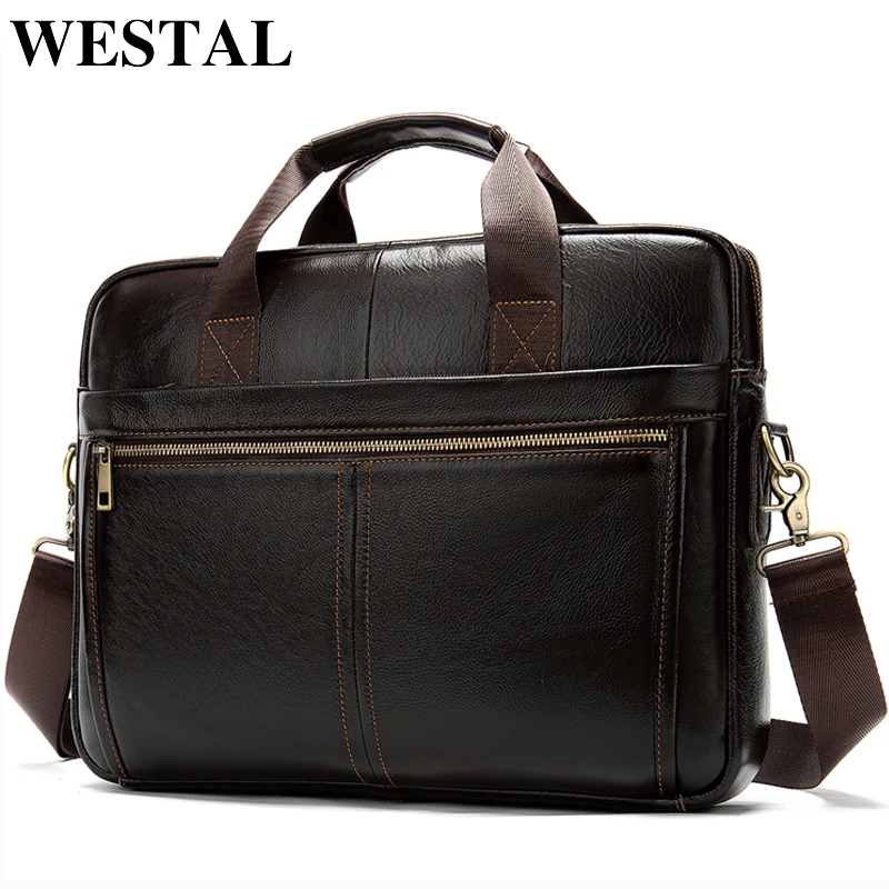 Мужская сумка WESTAL из натуральной кожи, мужской портфель, мужские Офисные Сумки для мужчин, сумка для ноутбука, кожаный мужской портфель, мужские сумки, 8572