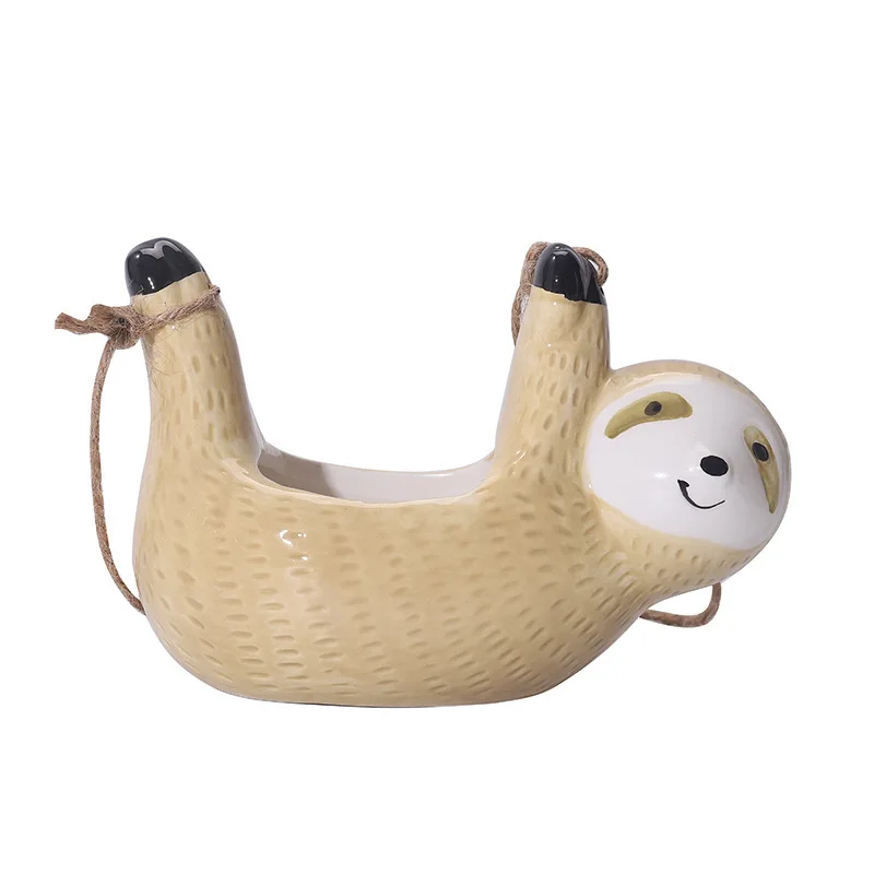 

Ceramic Sloth Hanging Planter for Indoor and Outdoor Plants Cute Flower Pot Planter Holder for Succulent Plants Home Decor