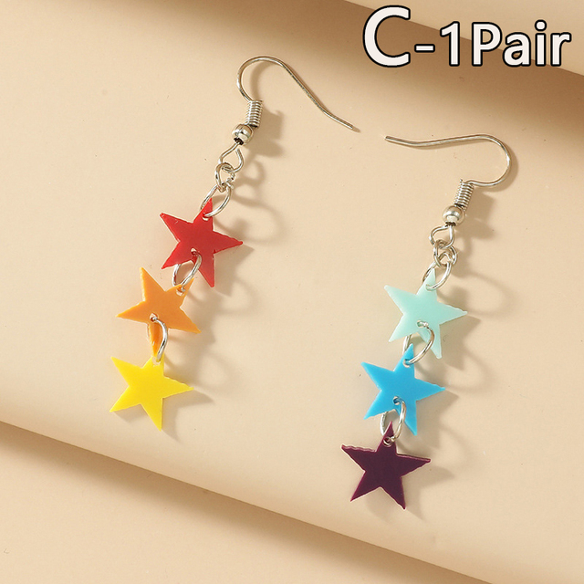 Star Shaped Pendant Drop Earring Resin Candy Color Butterfly Bear Cute Dangle Earrings Girl Party Gift Jewelry Supplies