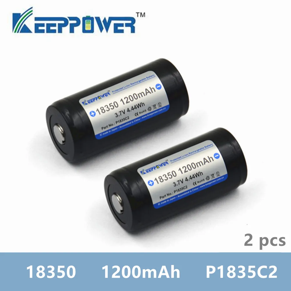 2 шт. KeepPower 1200 мАч 18350 P1835C2 защищенная литий-ионная аккумуляторная батарея Прямая поставка Оригинальная батарея - Цвет: 2pcs battery