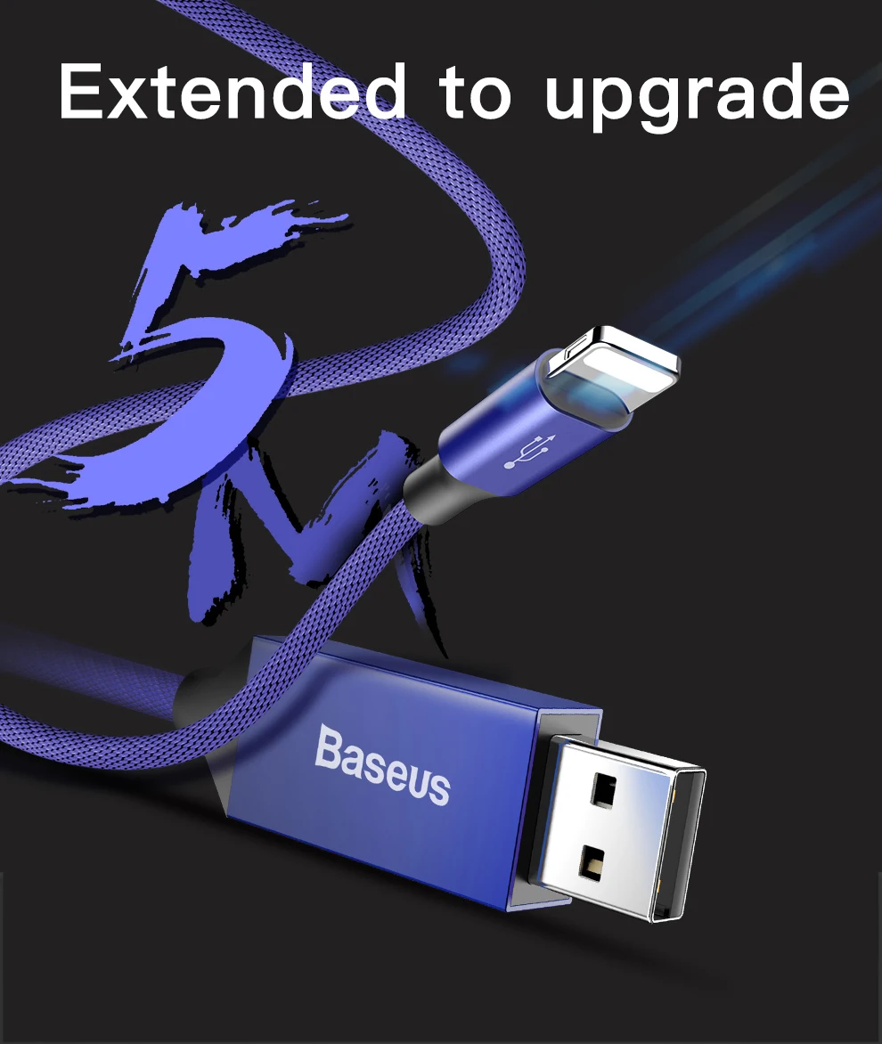 Baseus usb-кабель для iPhone X, 8, 7 Plus, кабель для быстрой зарядки, usb-кабель для мобильного телефона, кабель для передачи данных для iPhone 5, 6, 6 S, iPad, usb-кабель для зарядки