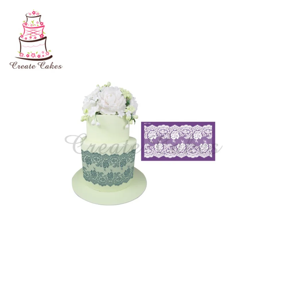 

Peony Lace Design Mesh Stencils For Wedding Cake Border Stencils Fondant Mould Cake Decorating Tool Cake Mold