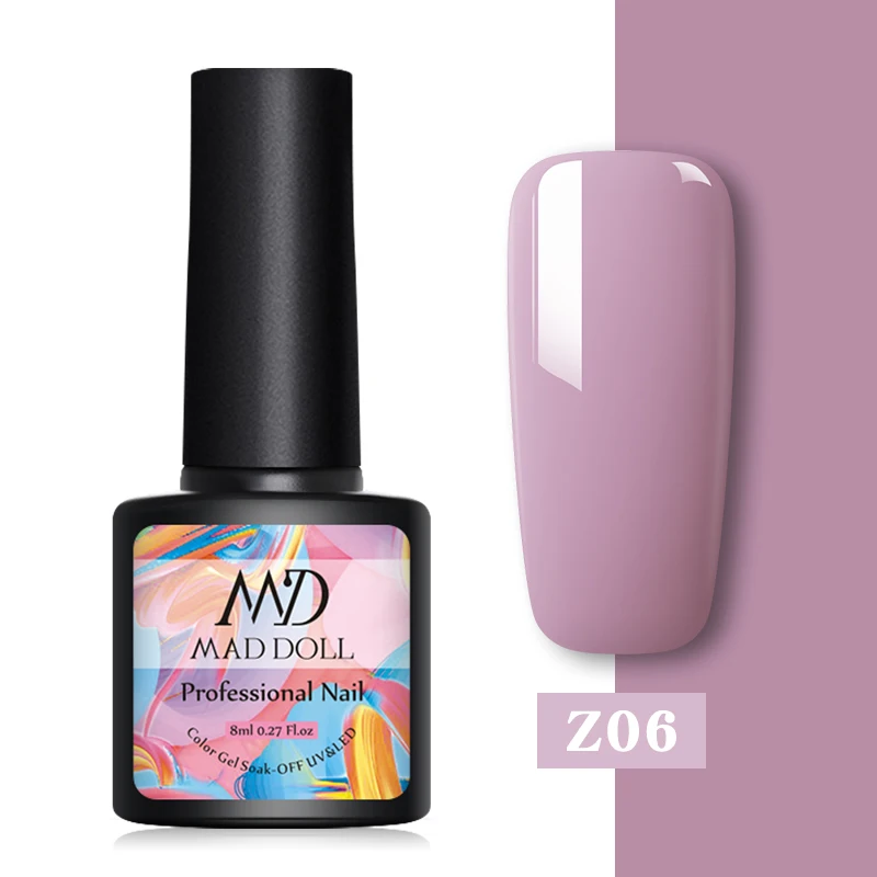 Z06 MAD DOLL, 1 бутылка, 8 мл, Гель-лак для ногтей, золотой, розовый, фиолетовый цвет, яркие блестки, УФ-лак для ногтей, Гель-лак для дизайна ногтей - Цвет: Z06