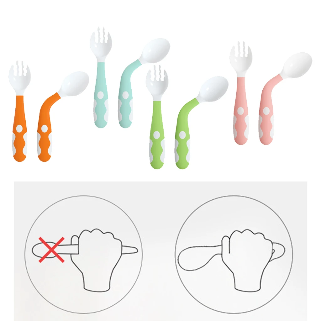 2pcs Silicone Baby Toddler Infant Spoons Fork Learn To Eat Safety Baby Newborn Toddler Spoons Folks Feeding
