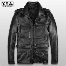 Ретро Новое поступление высокое качество корова натуральная кожа короткая куртка мотоциклетная байкерская куртка мужская Chaquetas De Cuero Hombre