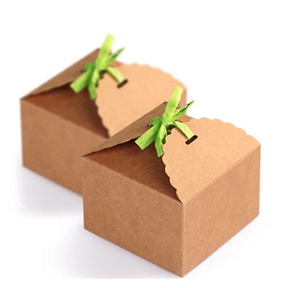 12PCS Craft Kraft Paper Boxes Wedding Party Gift Packaging For Cake Cookies