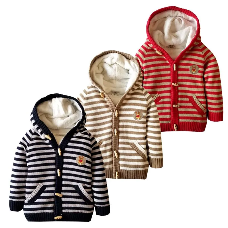 Children's Plus Velvet Sweater Baby Boy Girl Cotton Thicken Sweater Kids Thicken Warm Outdoor Coat Infant Sweater Wholesale