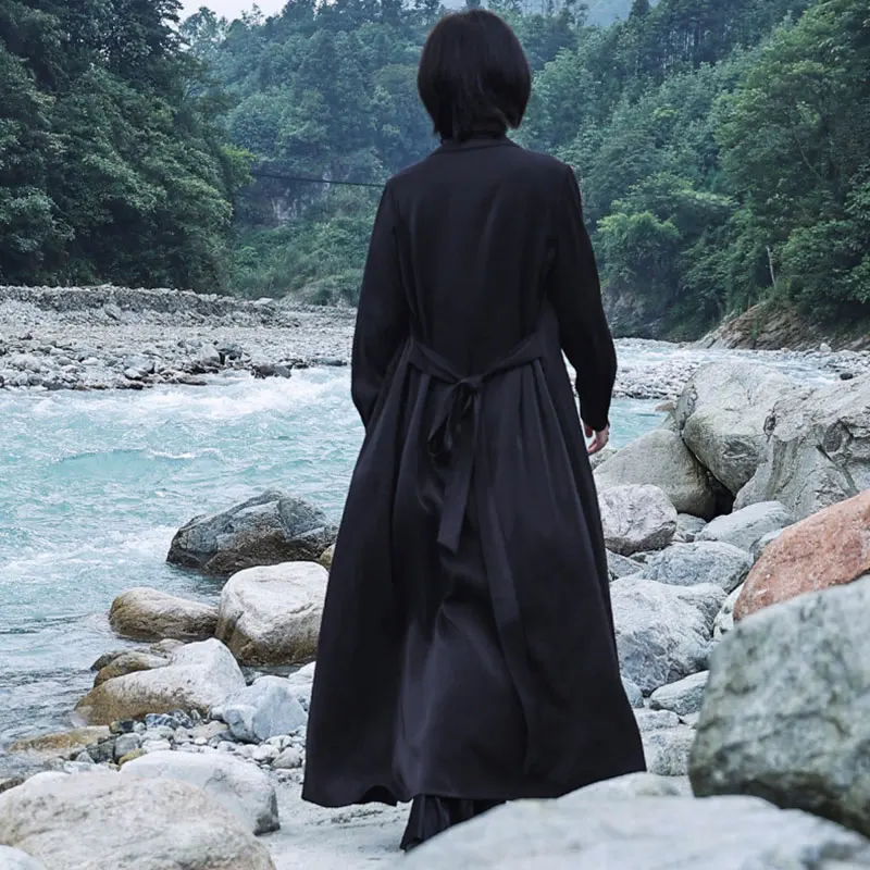 XITAO Pleated Black Dress Fashion New Women Single