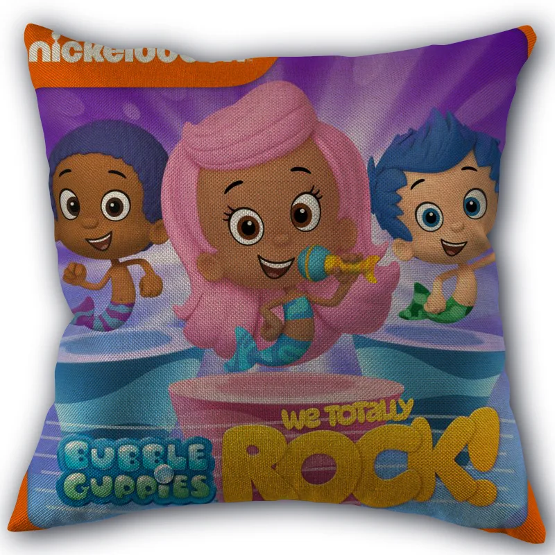 Наволочка Bubble Guppies, хлопок, лен, ткань, квадратная, на молнии, наволочка 45X45 см, свадебная декоративная наволочка
