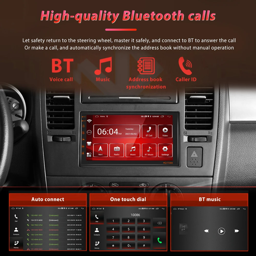 Podofo-Radio con GPS para coche, reproductor Multimedia con Android 9,0, 2 Din, 2 + 16G, para Volkswagen, Nissan, Toyota, Hyundai, Kia, Ford Focus