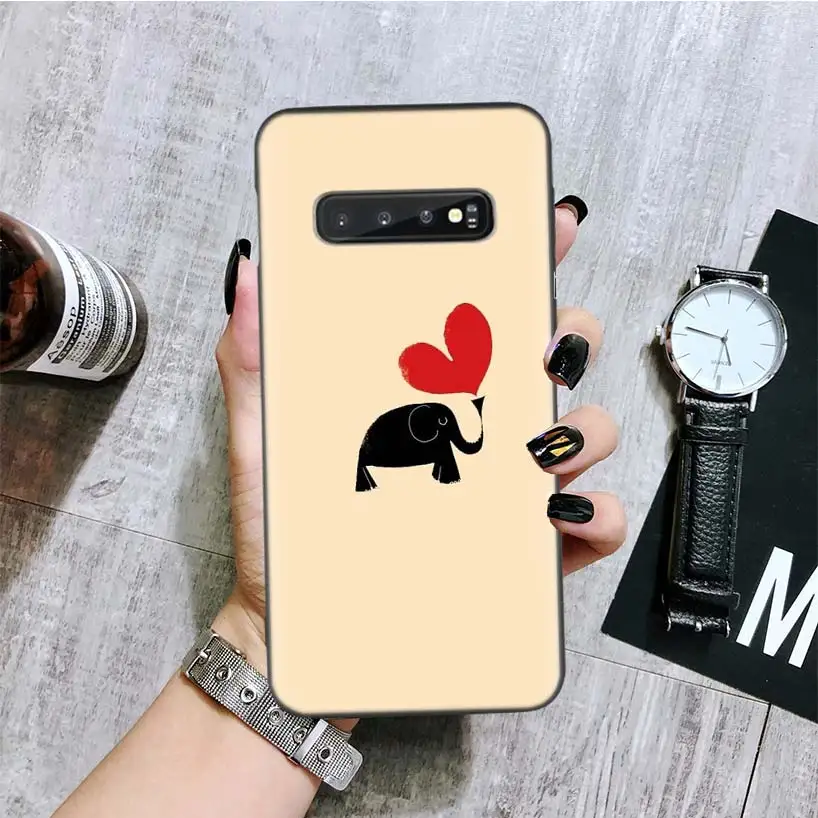 Черный чехол для телефона с этническими татуировками и слонами для samsung Galaxy S10+ Plus Lite Note 10 9 8 S9 S8 J4 J6+ Plus S7 S6 Edge Capa