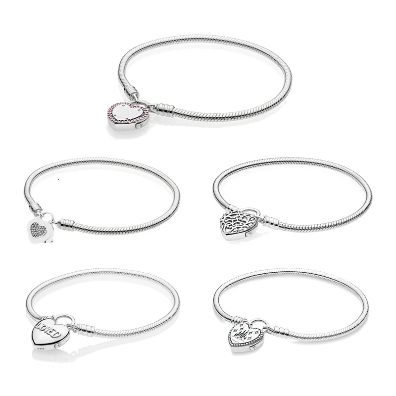 Новые 925 серебряные ювелирные изделия браслет заблокирован с LoveWomen рождественские подарки