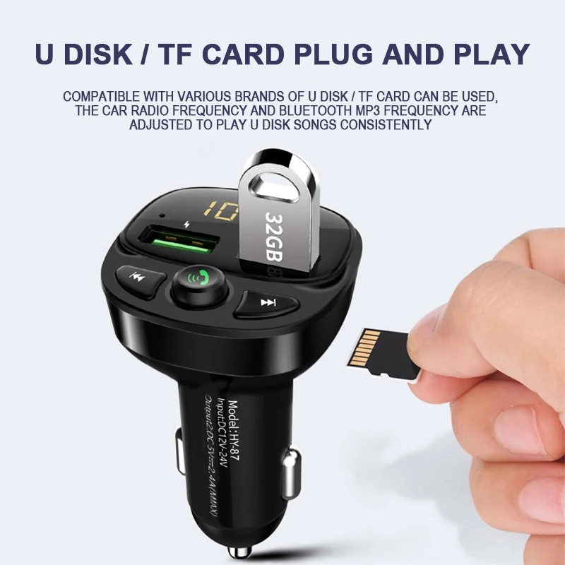 3.1A Автомобильный Bluetooth 5,0 автомобильный комплект fm-передатчик Hands-free Dual USB быстрое зарядное устройство MP3-плеер для u-диска автомобиля аксессуары для интерьера