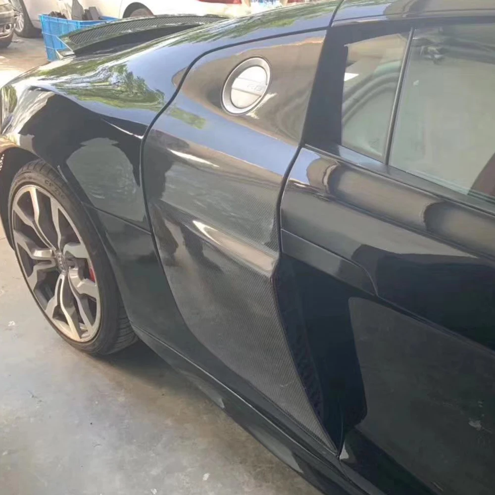 R8 углеродное волокно боковой двери лезвия Крылья вспышки для Audi R8 V8 V10 2 двери 2008