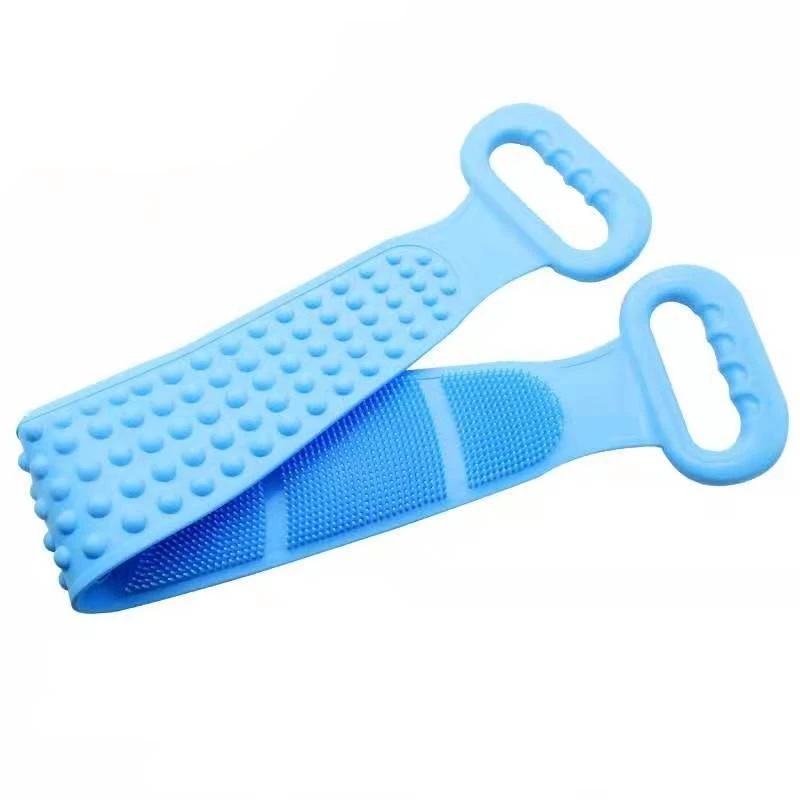 Silicone Back Body Scrubber Belt Men Women Bath Towel Double Side Shower Exfoliating Belts Body Washing 4