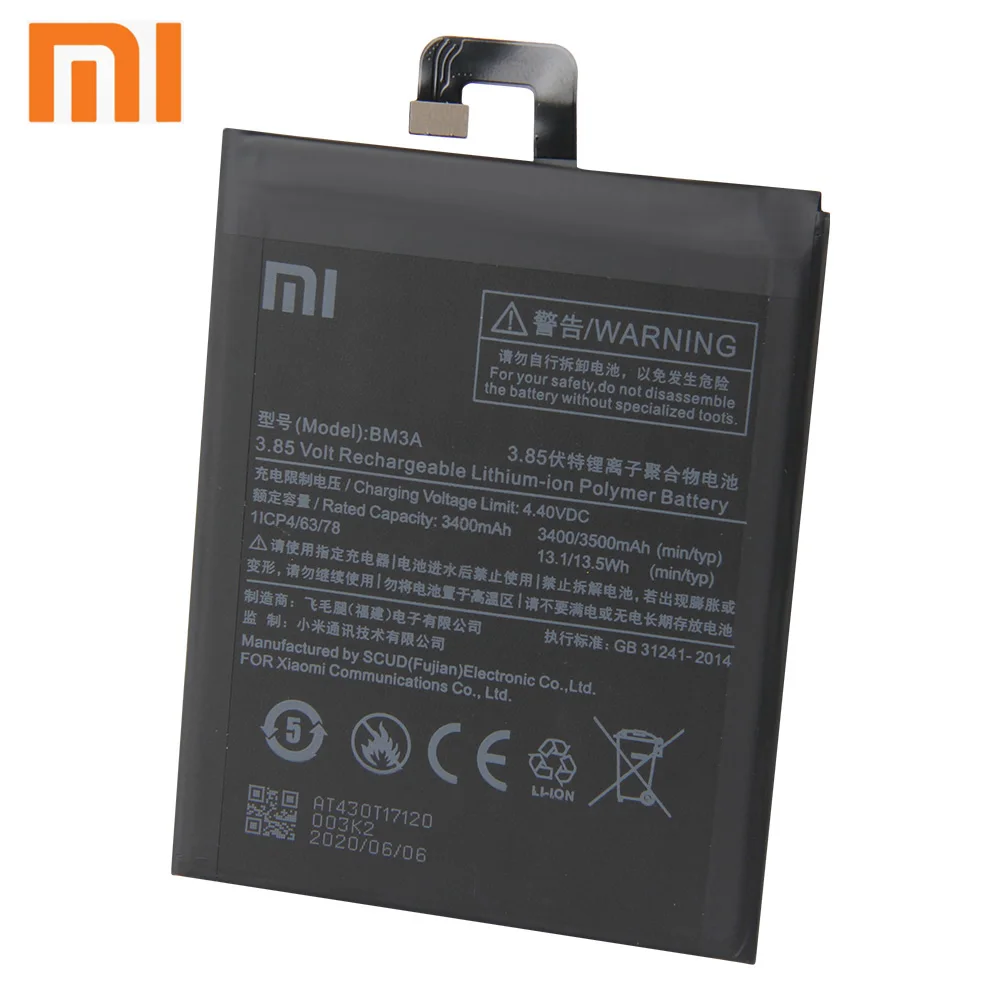 Xiao Mi Xiaomi BM3A аккумулятор для телефона mi Note3 Note 3 3400 мАч оригинальная запасная