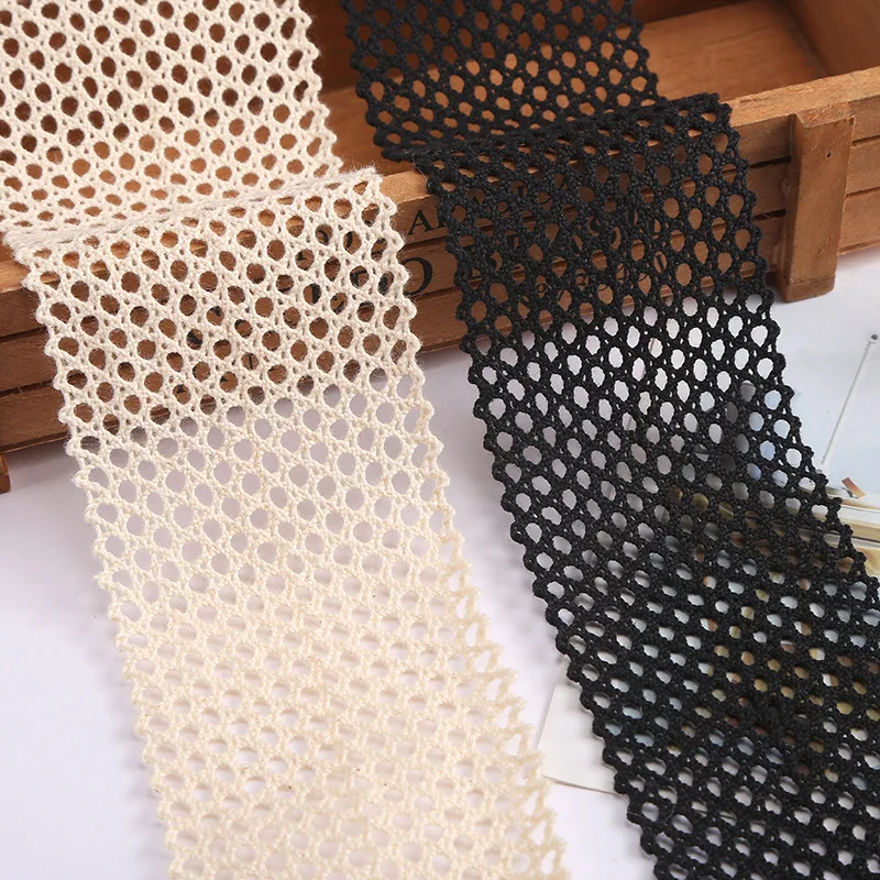 Transparent Mesh Hollow 6cm Wide Lace Woven Cotton Thread Solid Color Lace 2 Yards DIY Decorative Underwear lace fabric,lace garment accessories,lace sewing supplies,lace decoration,lace accessories,lace sewing accessories