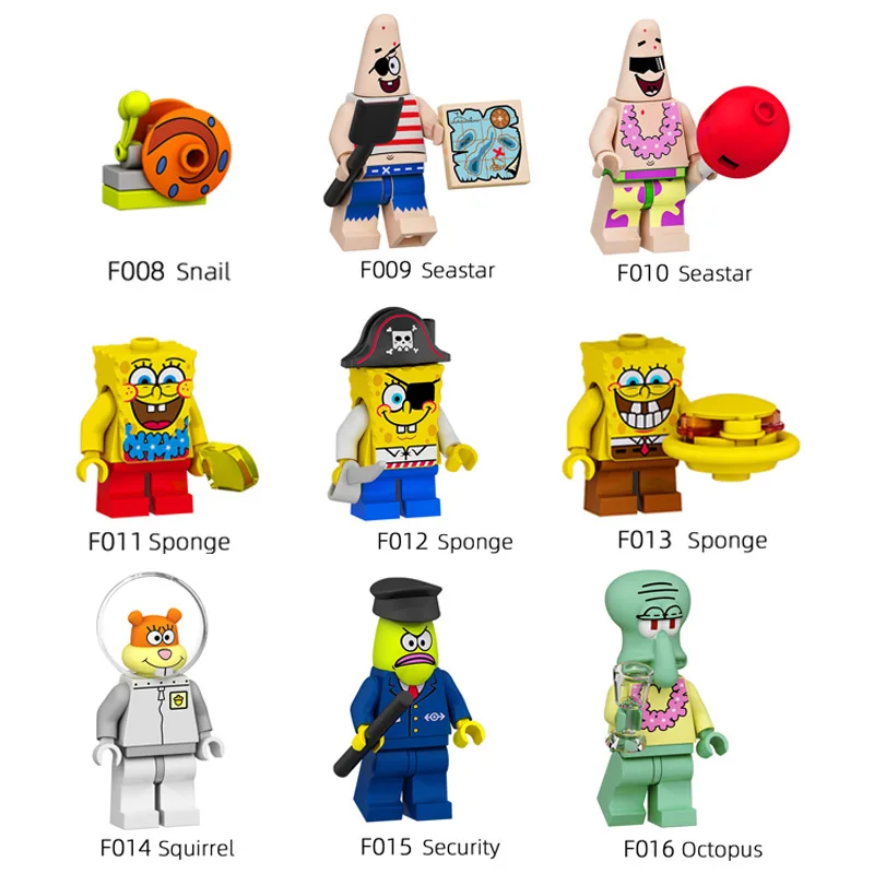 

9pcs/set DISNEY SpongeBob Building Blocks SquarePants Patrick Star Squidward Tentacles Action Figures Christmas Toy Gift For Boy