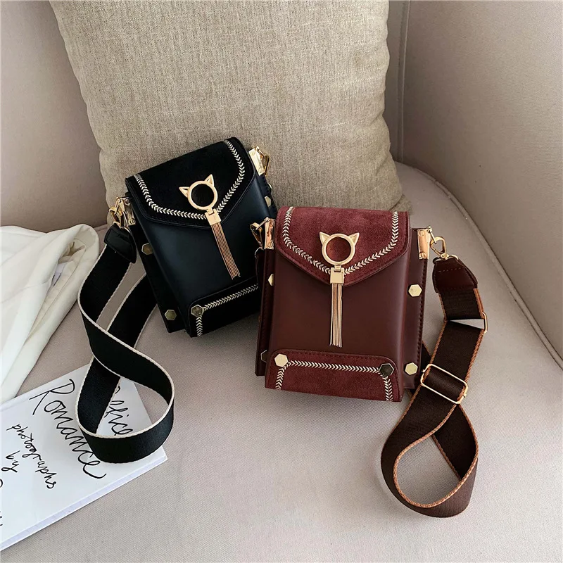 

Language meng wei Fashion Pu Mobile Phone Bag Women's 2019 New Style Korean-style Tassels Shoulder Bag Versatile Western Style F