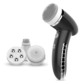 

Black 4 in 1 Electric Women 100% Safe Wash Facial Cleansing Brush IPX6 USB Female Electric Face Cleaning Apparatus