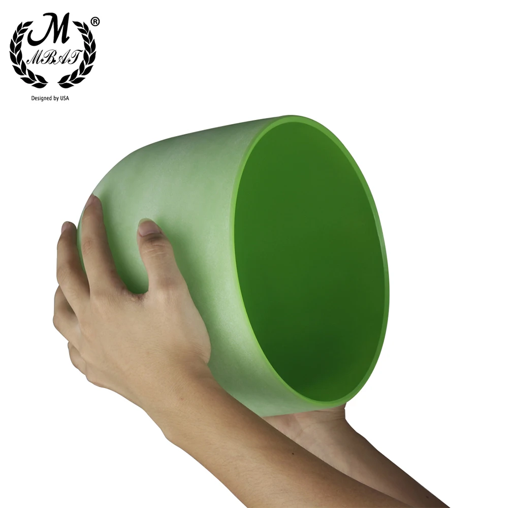 M MBAT 8 Inch Note B Crystal Singing Bowl Green Frosted Quartz Meditation Yoga Sound Healing Perfect Singing Bowl Rubber Stick