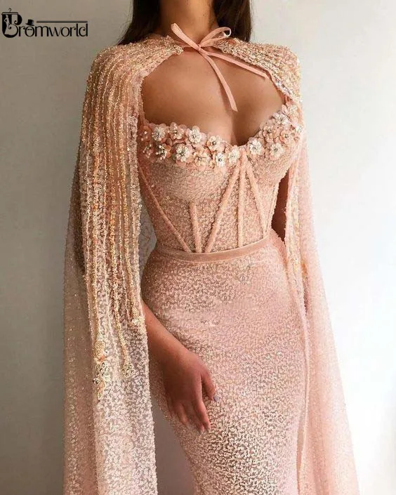 Elegant-Saudi-Arabia-Mermaid-Evening-Dress-with-Cape-Fashion-Sequined-Spaghetti-Blush-Pink-2020-Prom-Dresses (1)