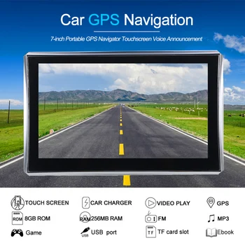 

Hot Car Navigation 7-inch Portable Navigator Touchscreen Voice Announcement ROM256M RAM8G Built-in Australia North America Maps