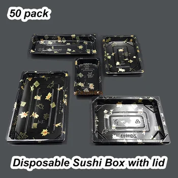 

Disposable Sushi Box with Clear Lid Packaging Take Out Box Containers Sushi Restaurant Special Takeaway Food Packaging