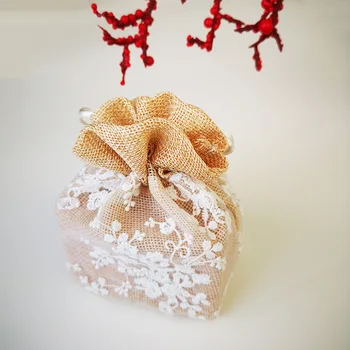 

50pcs/Lot Gift Bag Sachets For Packaging Christmas Gift Filler Cookie Candy Bag Treat Kids Birthday Embroidered Polyester ZLP007