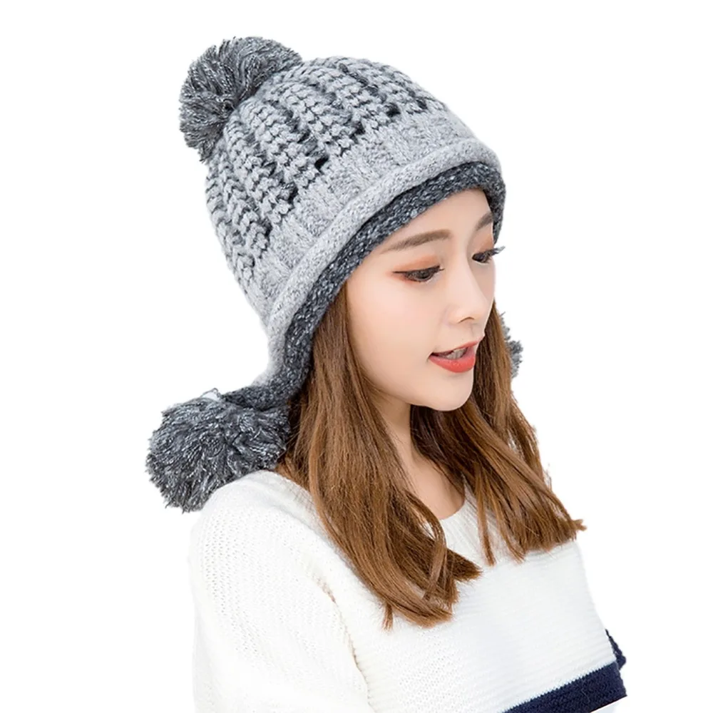 Outdoor Beanies Cap Thick Thermal Knitted Hat Headwear Snowboarding Skiing Apparel Accessories For Women