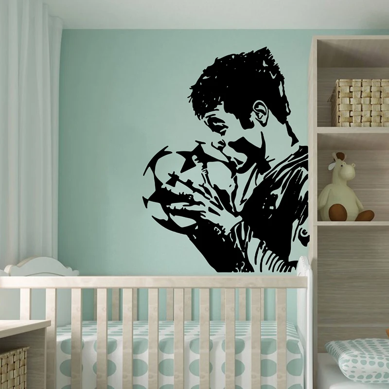 Large Neyma Soccer Sport Wall Sticker Bedroom Kids Room Barcelon Football Soccer Player Wall Decal Boy Room Vinyl Decor (1)