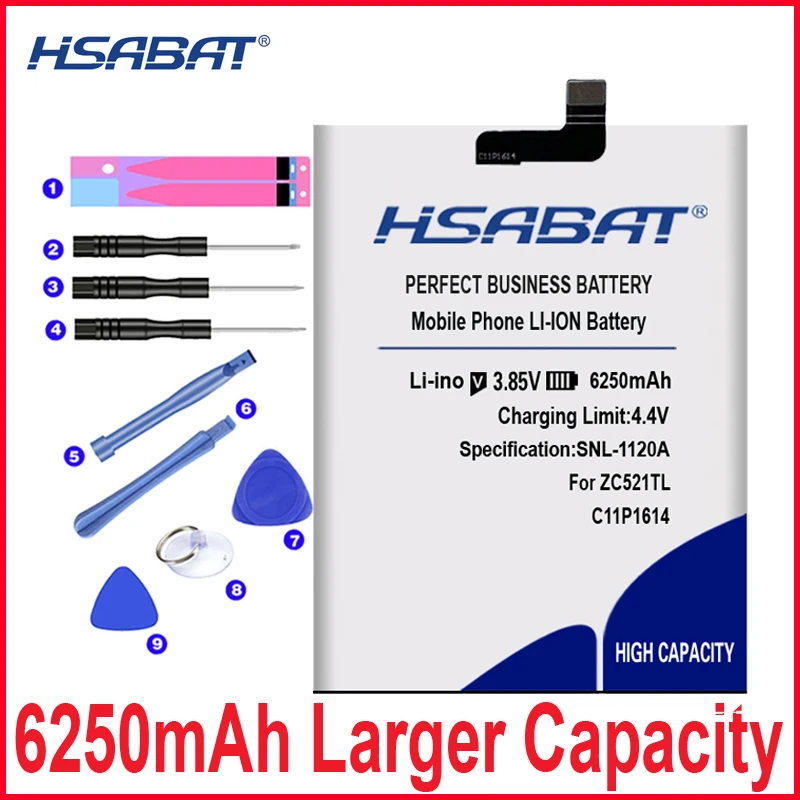 HSABAT 0 цикл 6250mAh C11P1614 Аккумулятор для Asus Zenfone Pegasus 3s Max ZC521TL X00GD высокий сменный