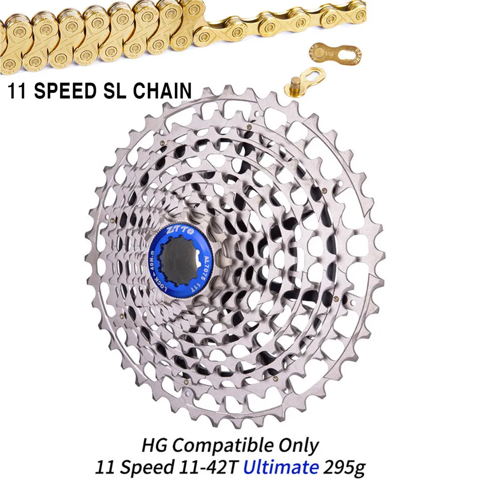 11S42T Gold SL Chain ZTTO горный велосипед ultimate 11 скорость XD 10-42T горный велосипед Ultralight кассета 11 скорость SL Золотой 11 в 11 s Золотая цепь для x1 xx1 m8000 xt - Цвет: 11S42T Gold SL Chain