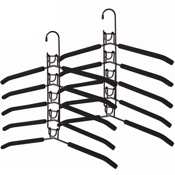 

Clothes Hanger Space Saving Multi Layer Closet Organizer Hanger Duty Metal Anti-Slip Eva Sponge Clothing Hanger 2 Pack