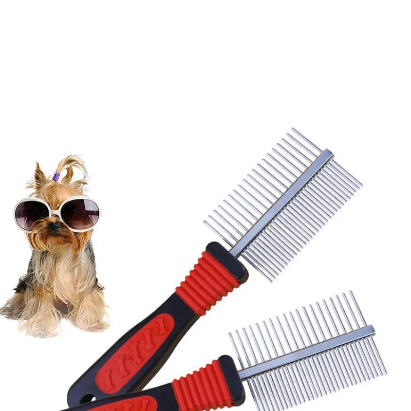 Расческа для ухода ха шерстью животных двухсторонняя нержавеющая сталь Собака Кошка волос гребень для домашних собак удаление матового меха